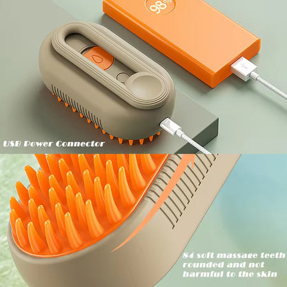 Steamy Pet Spa: 3-in-1 Beauty Brush for Cats and Dogs