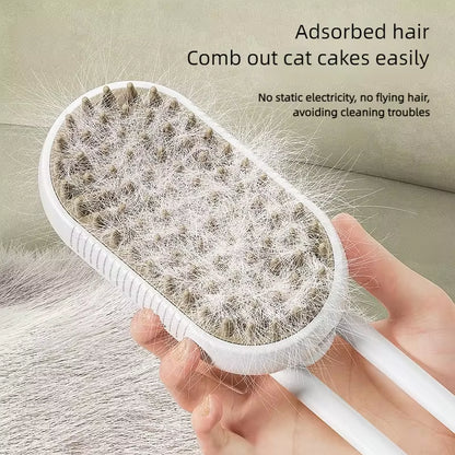 Steamy Pet Spa: 3-in-1 Beauty Brush for Cats and Dogs