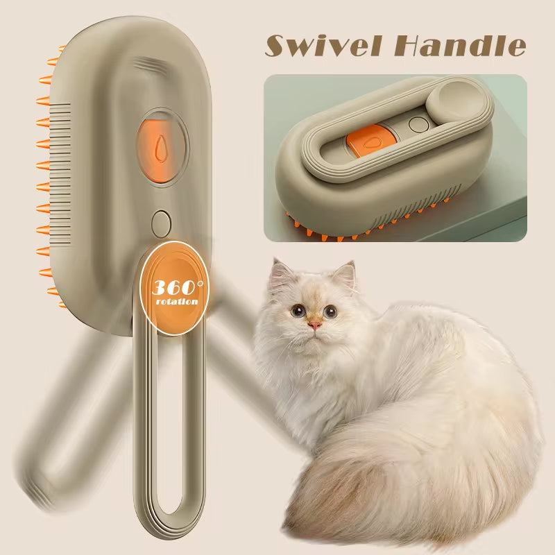 Steamy Pet Spa: 3-in-1 Beauty Brush for Cats and Dogs